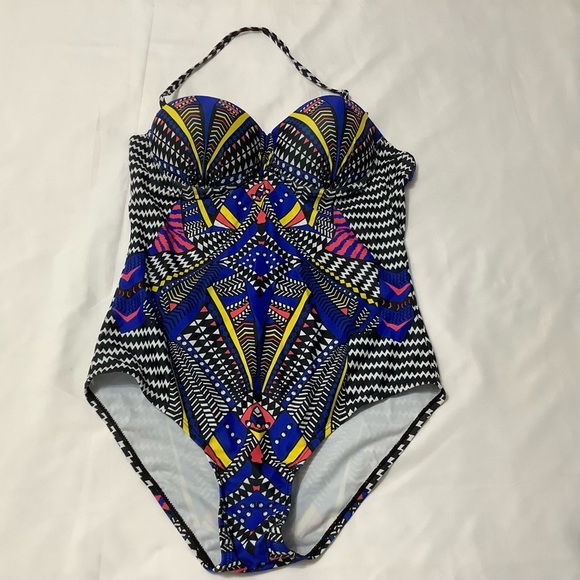 Boho blue one piece swimsuit size L (0037) - Picture 3 of 13